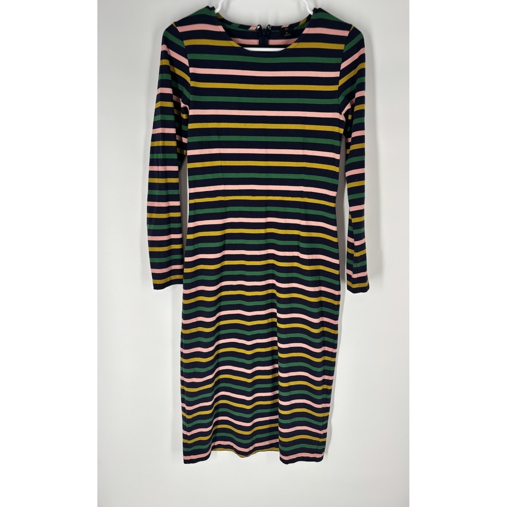 J.Crew Womens Pastel Striped Preppy Twee Cotton Knit Midi Dress Sz 4 Long Sleeve